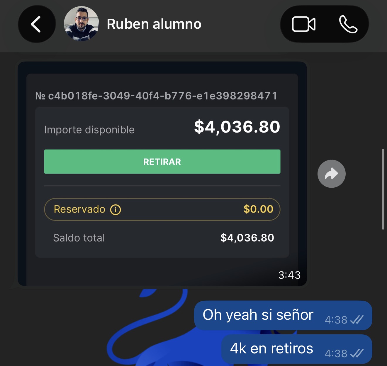 Ruben · $4.000 listos para retirar
